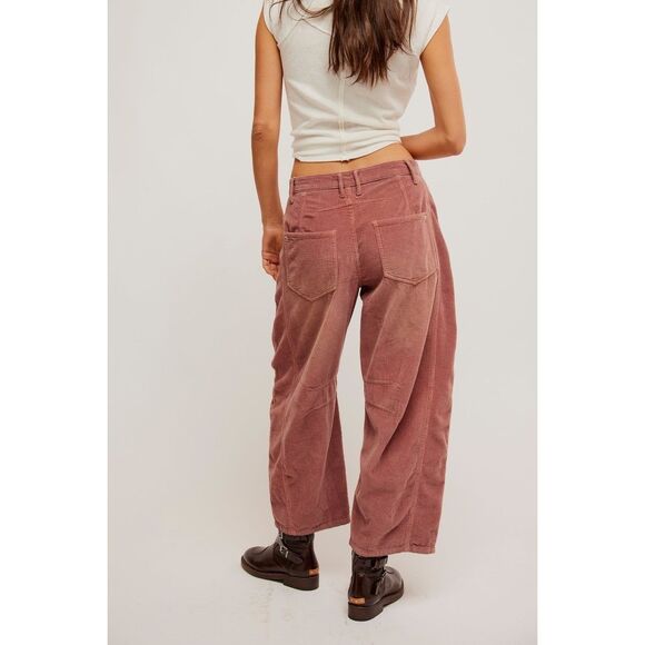 Free People We the Free Good Luck Mid Rise Barrel Pants Jeans Cord Rose 25 NEW - Picture 3 of 3